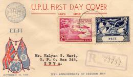 Fiji 1949 FDC UPU Cession Day Registered Cover - Fidji (...-1970)