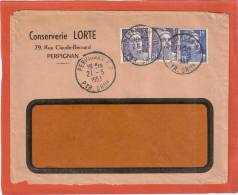 LETTRE PUB CONSERVERIE LORTE PERPIGNAN 21/5/1953 GANDON 5FX2-15F - Lettres & Documents