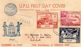 Fiji 1949 FDC UPU Cession Day Registered Cover - Fiji (...-1970)