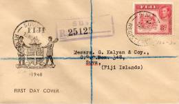 Fiji 1948 FDC Registered Cover - Fiji (...-1970)