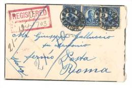 $3-2823 USA 1925 REGISTERED Cover TO Italy FERMO POSTA ROMA - Covers & Documents