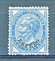 Levante Emissioni Generali  1878-79 N. 10 C. 10 Azzurro MVLH, Molto Ben Centrato, Firmato G Oliva Cat. € 2000 - Algemene Uitgaven