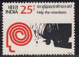 India MNH 1974, Help For MentallyRetardates  Retarded Children, Health, Disabled, Handicap, Disease, Kinder - Neufs