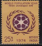 India MNH 1974, World Population Year - Unused Stamps