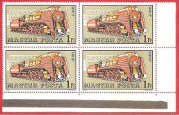 UNGHERIA - MAGYAR POSTA - QUARTINA MNH ANGOLO - 1972 - Soviet Locomotive - 1 Ft - Michel HU 2733A - Neufs