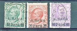 Levante Albania 1907 SS 4 N. 7-9 USATI Cat. € 140 - Albanie