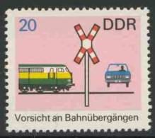 DDR Germany 1969 Mi 1446  YT 1142 Sc 1083 ** Class 103 Electric Loc. + Railway Crossing Light – Road Safety / Sicherheit - Unfälle Und Verkehrssicherheit