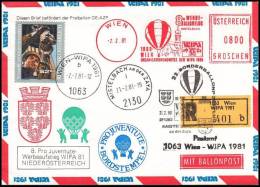 Austria 1981,  Registred Airmail Cover By Ballon Wien To Mistelbach An Der Zaya - Autres & Non Classés