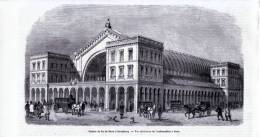 Paris, Gare De L'est, Vue Extérieure De L'embarcadère - Gravure Sur Bois De 1849 - Prints & Engravings
