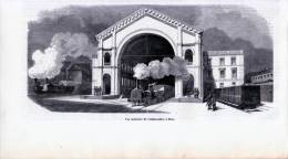 Paris, Gare De L´est, Vue Intérieure De L´embarcadère - Gravure Sur Bois De 1849 - Prints & Engravings