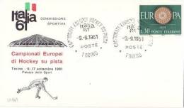 ITALY 1961  EUROPEAN CHAMPIONSHIP COVER WITH  POSTMARK - Hockey (sur Gazon)