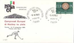ITALY 1961  EUROPEAN CHAMPIONSHIP COVER WITH  POSTMARK - Jockey (sobre Hierba)