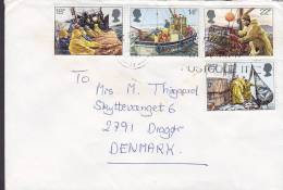 Great Britain SOUTHEND-ON-SEE Cover To DRAGOR Dragør Denmark Mi. 891-94 Complete Set Deep Sea Fishing - Cartas & Documentos