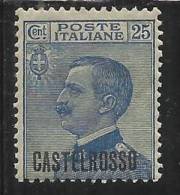 ITALY ITALIA COLONIE ITALIANE CASTELROSSO 1922 SOPRASTAMPATI 25 C MNH - Castelrosso