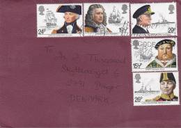 Great Britain SOUTHEND-ON-SEE Cover To DRAGOR Dragør Denmark Mi. 918-22 Complete Set British Sea Lords (2 Scans) - Cartas & Documentos