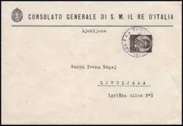 Yugoslavia 1939, Cover "Consolato Generale Di S. M Il Re D´Italia" - Storia Postale