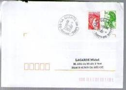 France Lettre CAD La Charité Sur Loire 10-10-2000 / Tp Sabine 2158 Roulette & Liberté 2191 Roulette - Pas De N° Au Dos - Roulettes