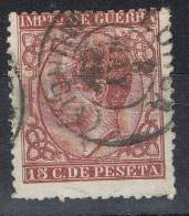 Sello 15 Cts Alfonso XII 1877, Impuesto Guerra, Fechador LORCA (Murcia), Num 188 º - War Tax