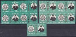 Dubai 1964 Mi. 144 B    75 NP John F. Kennedy Death Of Todestag Von Overprinted, Single + 2x 4-Block Diff. Shades MNH ** - Dubai