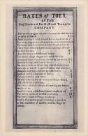 New York Long Island Rates Of Toll Of The Sag Harbor And Bulls Head Turnpike Company Artvue - Long Island