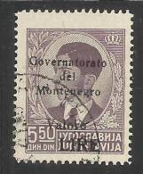 OCCUPAZIONE ITALIANA MONTENEGRO 1942 BLACK OVERPRINTED SOPRASTAMPA NERA LIRE 5,50 D USED - Montenegro