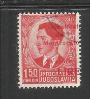 ITALY ITALIA OCCUPAZIONE ITALIANA MONTENEGRO 1942 SOPRASTAMPA ROSSA LIRE 1,50 D USED VARIETY - Montenegro