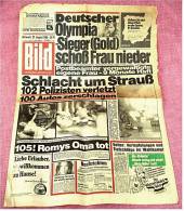 BILD-Zeitung Vom 27.8. 1980 Mit : Schlacht Um Strauß : 102 Polizisten Verletzt - Olympia-Sieger Schoß Frau Nieder - Otros & Sin Clasificación