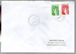 France Lettre CAD Franconville Epine Guyon 2-03-2000 / Tp Sabine Roulette 2157 & 2158 - Coil Stamps