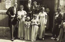 Postcard London City Wedding 1935 Sare Coppock Christ Church Newgate Nostalgia - Autres & Non Classés
