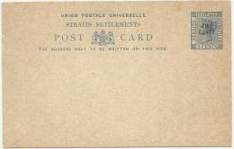 Straits Settlements Malaya 1890 Unused Postal Stationery Correspondence Card - Straits Settlements