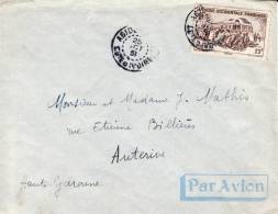 Abidjan Cote D´Ivoire 1951 Afrique Colonie Francaise Autorail Gare Dakar Tad Type 84 Lettre Avion > France Marcophilie - Briefe U. Dokumente