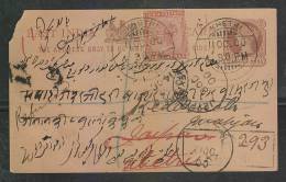 India  1900  QV  1/4A Post Card Registered Used  Khetri To Jaipur  #  46548   Indien Inde - 1858-79 Compagnie Des Indes & Gouvernement De La Reine