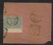 India..USED IN PENANG..  1923  QV  12 A Pair  Part Cover To Gopeng   #  46557   Indien Inde - 1858-79 Compagnia Delle Indie E Regno Della Regina