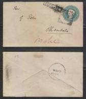 India..1890's  QV  1/2A PS Envelope To ..MAHE..French India   #  46559   Indien Inde - 1882-1901 Impero