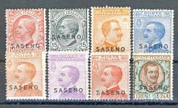 Saseno 1923 SS 1 N.  1 - 8 MNH, Molto Freschi, Splendidi. LUX-VVF, Firmati Biondi. Catalogo € 1250 - Saseno