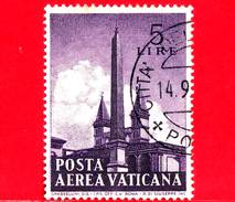 VATICANO - Usato - 1959 - Obelischi - POSTA AEREA - 5 L. - Obelisco In S.Giovanni - Luchtpost