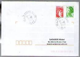 France Lettre CAD La Ferté Macé 18-12-2000 / Tp Liberté Roulette 2191 & Sabine Roulette 2158 - Coil Stamps