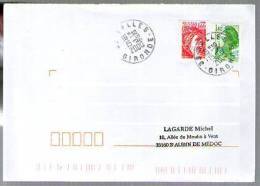 France Lettre CAD Salles 15-12-2000 / Tp Liberté Roulette 2191 & Sabine Roulette 2158 - Coil Stamps