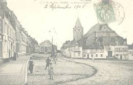 62.    SAMER.  LA MAIRIE ET L'EGLISE.  ANIMATION.  1908. - Samer