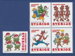 Sweden 2000 Facit #  2219-2223. Christmas Songs- Domestic Christmas Mail  MNH (**) - Neufs