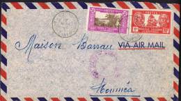 1944  Lettre De POUM Pour Nouméa  Yv 150, 154A   Marque De Censure Locale - Storia Postale