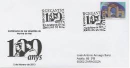 SPAIN. POSTMARK. 100th ANNIV. GIANTS OF MOLINS DE REI. 2013 - Macchine Per Obliterare (EMA)