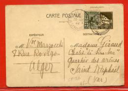 ALGERIE ENTIER POSTAL 80C MOSQUEE DE 1944 DE ALGER POUR SAINT RAPHAEL FRANCE - Covers & Documents