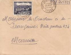 FORT ARCHAMBAULT TCHAD AFRIQUE ANCIENNE COLONIE FRANCAISE LETTRE AVION POUR LA FRANCE MARSEILLE TIMBRE CAD MARCOPHILIE - Covers & Documents