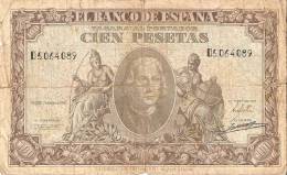 BILLETE DE ESPAÑA DE 100 PTAS DEL 9/01/1940 SERIE D  EN CALIDAD RC  (BANKNOTE) - 100 Peseten