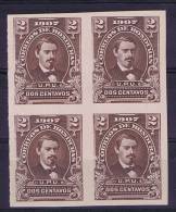 Honduras 1907 Mi 102B  Imperforated, MH/*, 4-block - Honduras