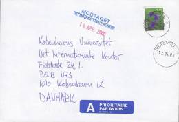 Norway A Prioritaire Airmail Par Avion Label Deluxe DRAGVOLL 2000 Cover Brief To Denmark Flower Blume - Briefe U. Dokumente