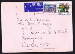 1990 Air Letter To England  Living Together 60c Armed Forces, Sports $1 Fun Run - Covers & Documents