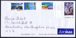 Air Letter To USA   $1 Lambert Painting, 70c Barrier Reef, 25c Gum Tree,  20c Port Campbell  Natl Park - Brieven En Documenten