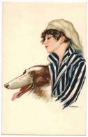 FANTAISIE Femme Mode  ILLUSTRATEUR NANNI Giovanni : "Femme Et Son Chien " - Nanni